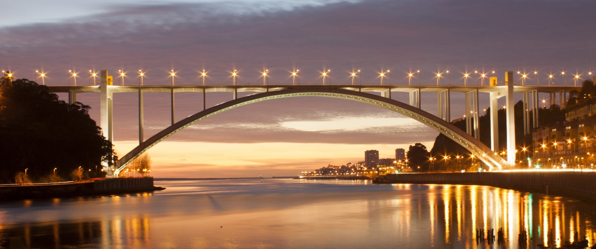 Beautiful bridge scenery at night 3440x1