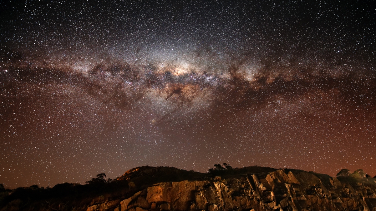 Starry sky rock milky way galaxy silver