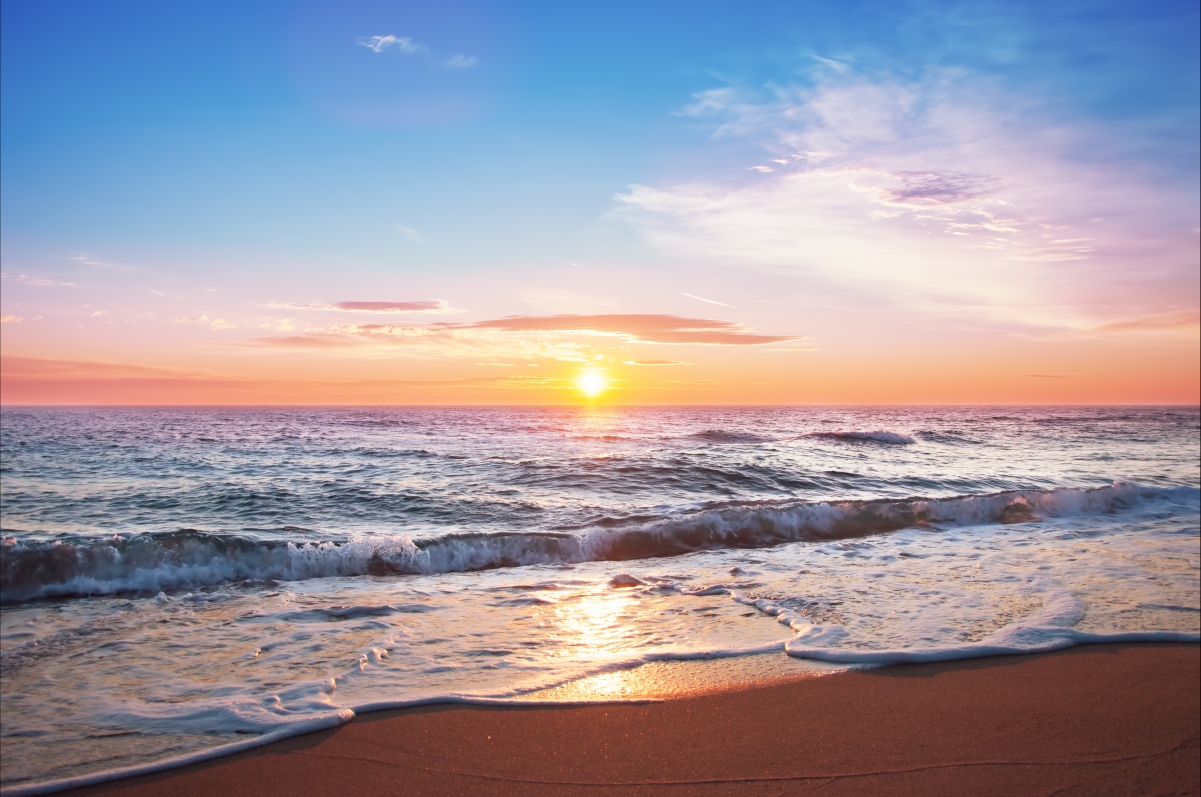 Beautiful sunrise beach horizon