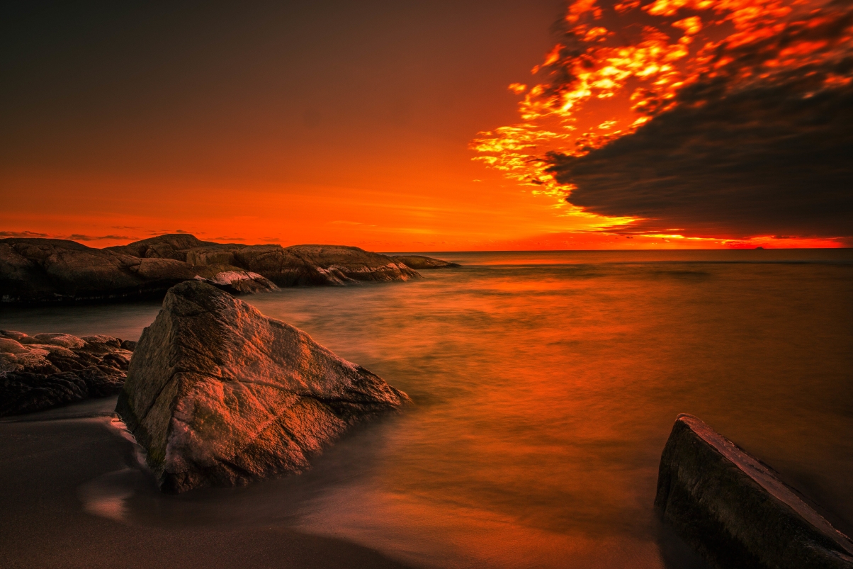 Natural ocean sunrise 5K landscape map