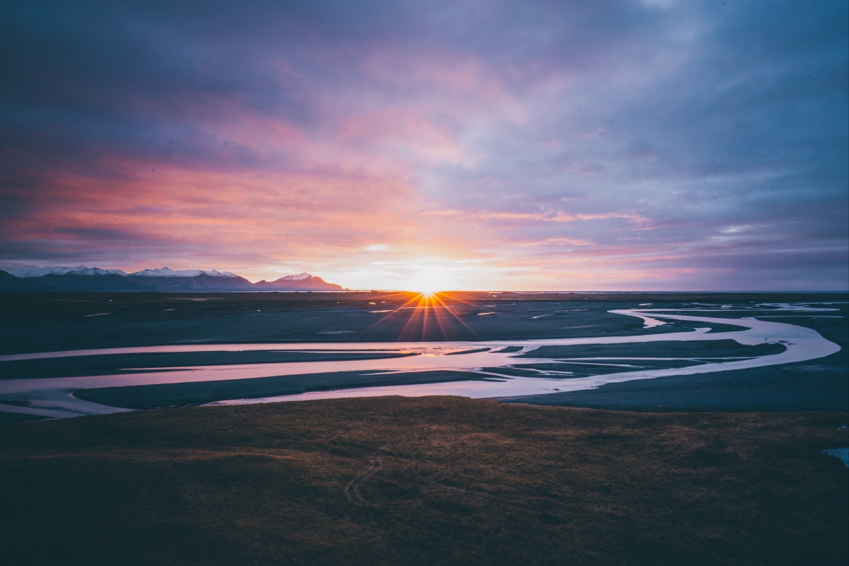 Nature iceland river sun sunrise