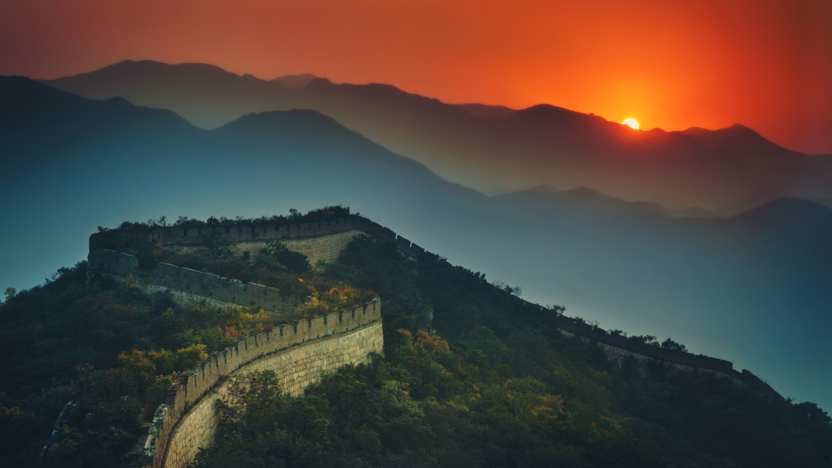 Great Wall half sunset 4k landscape wallpaper
