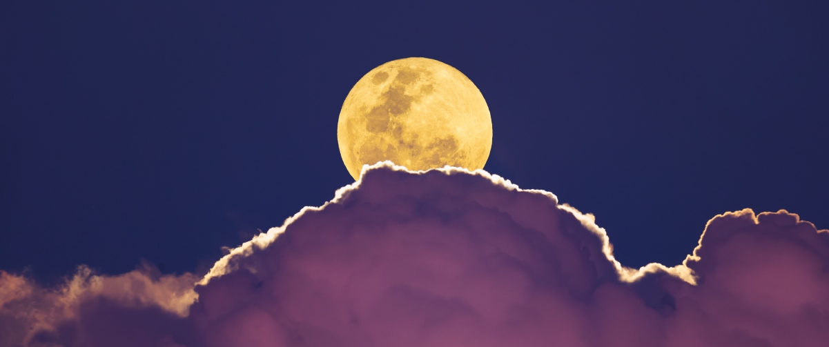 Moon, clouds, nature landscape 3440x1