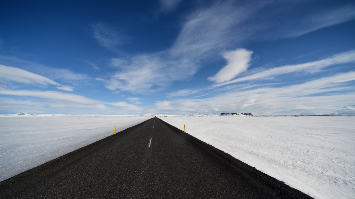 Snow sky road landscape 4K wall