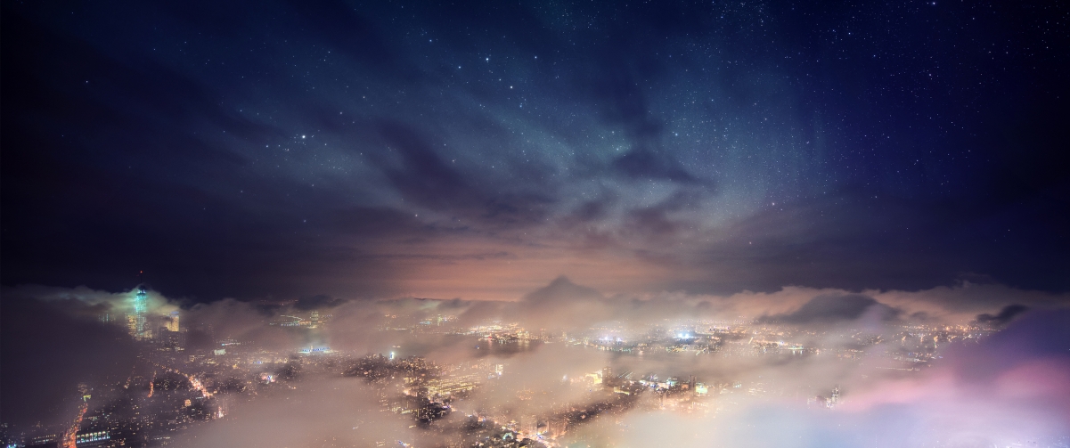 Nebula City Night 3440x1440 Table