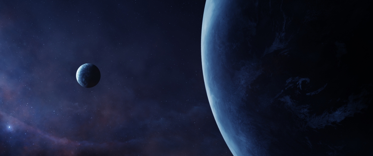 Planet space landscape 3440x1440 wall
