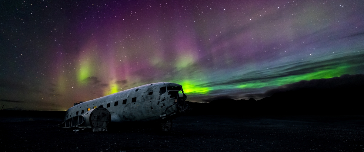 Starry sky aurora night with purple