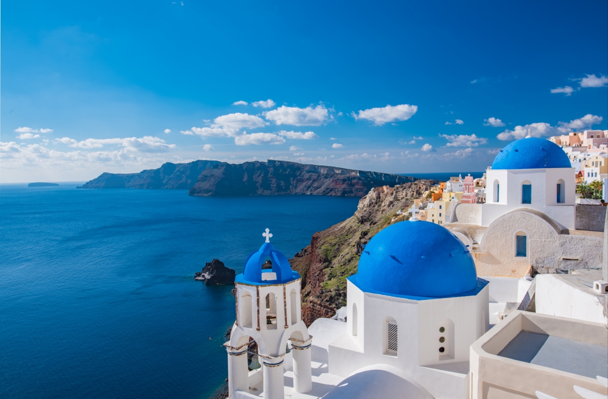 7K view of Santorini island, Greece