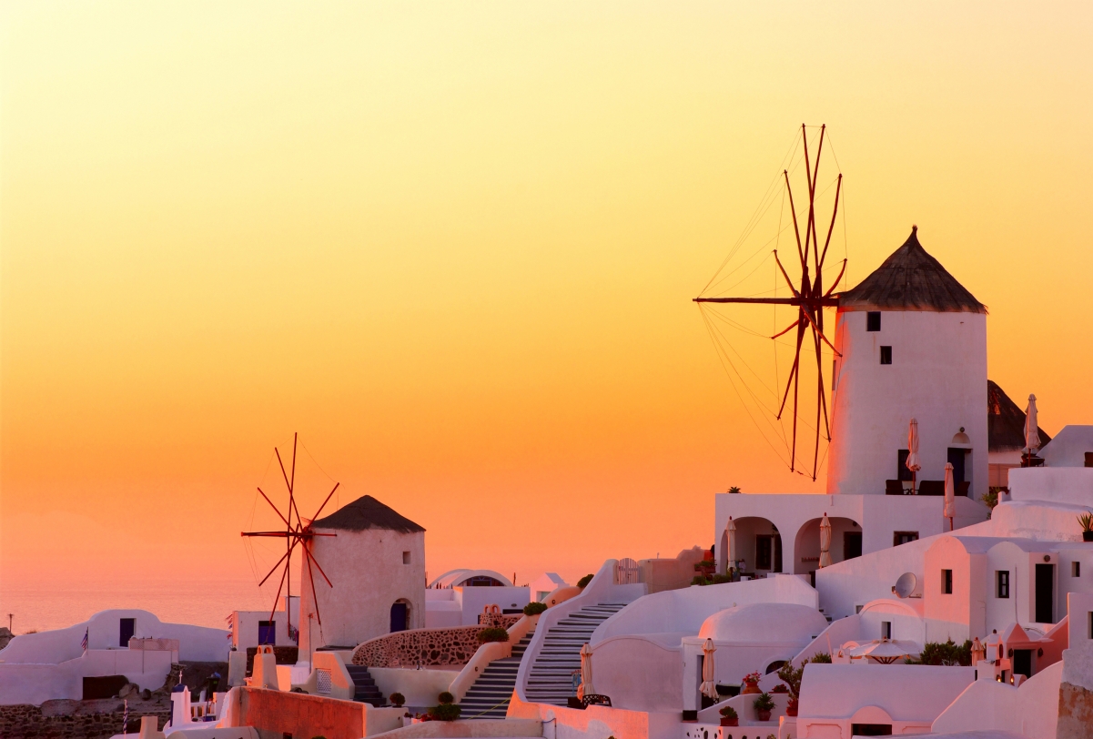 Greek windmill Santorini 4K