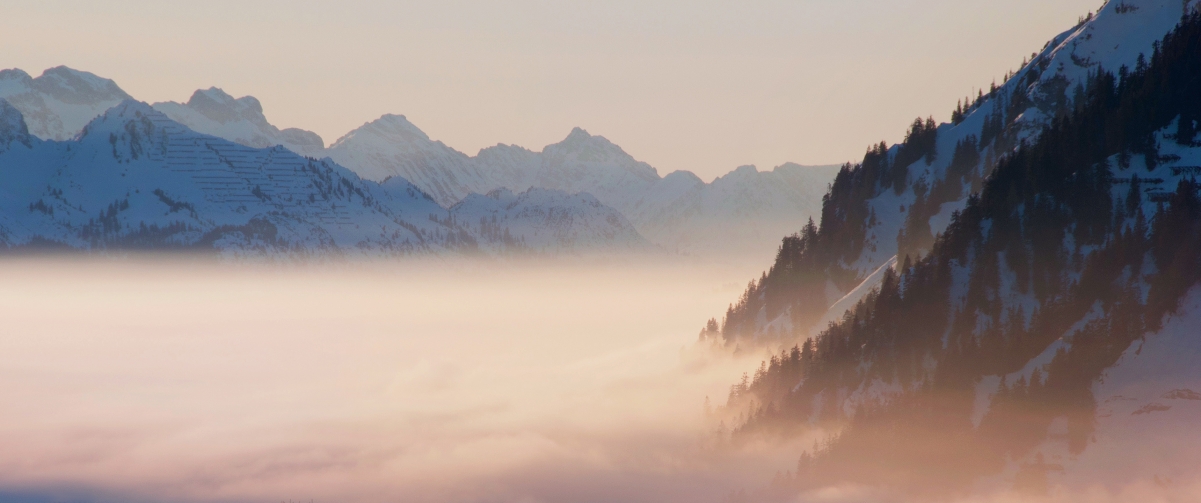 Fog Peak 3440x1440 Landscape Wall