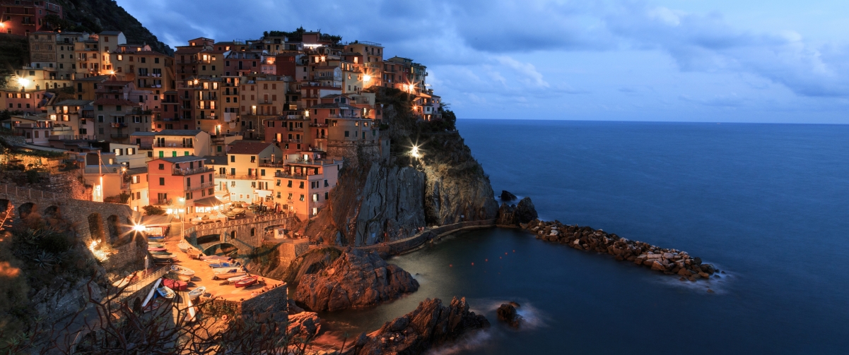 Cinque Terre landscape wallpaper 3440x144