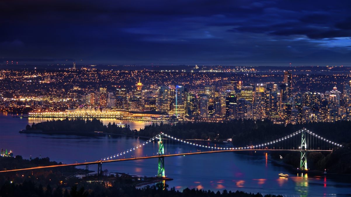 Vancouver downtown night view 4k wallpaper