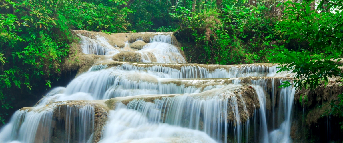 Erawan Buddha waterfall scenery in Thailand 3440