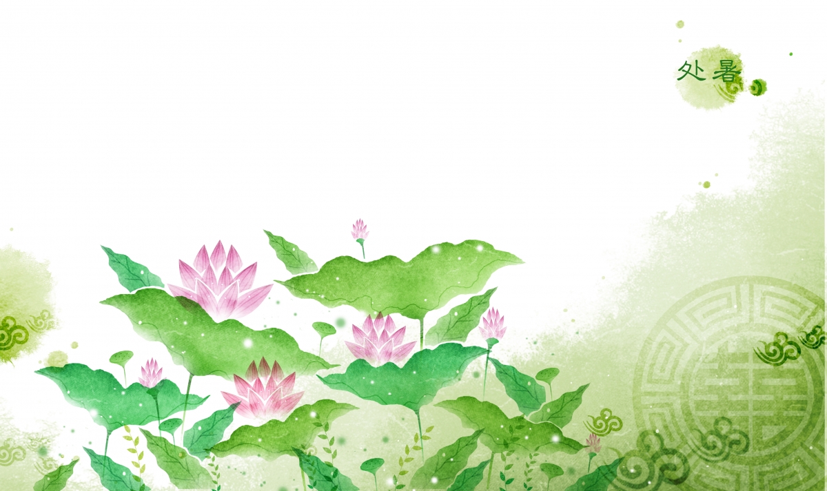 Hand drawn lotus illustration 24 solar terms in summer