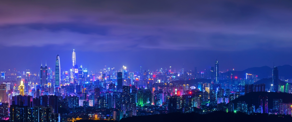 Shenzhen city night view 3440x1440 wall