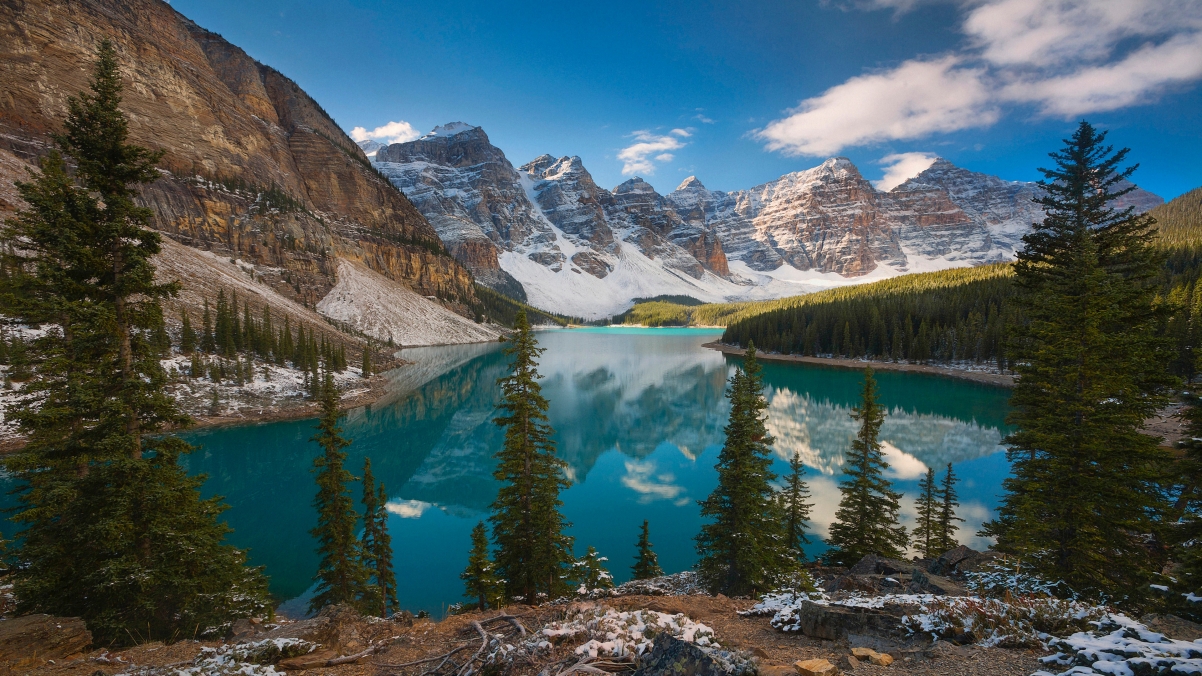 Mountain lake landscape 4k wallpaper