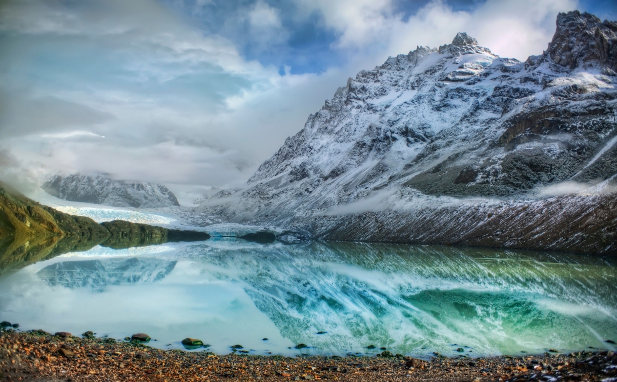 Mountain glacier lake 6K landscape picture