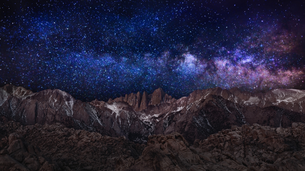 Mountains, starry sky, stars, 5K landscape wallpaper
