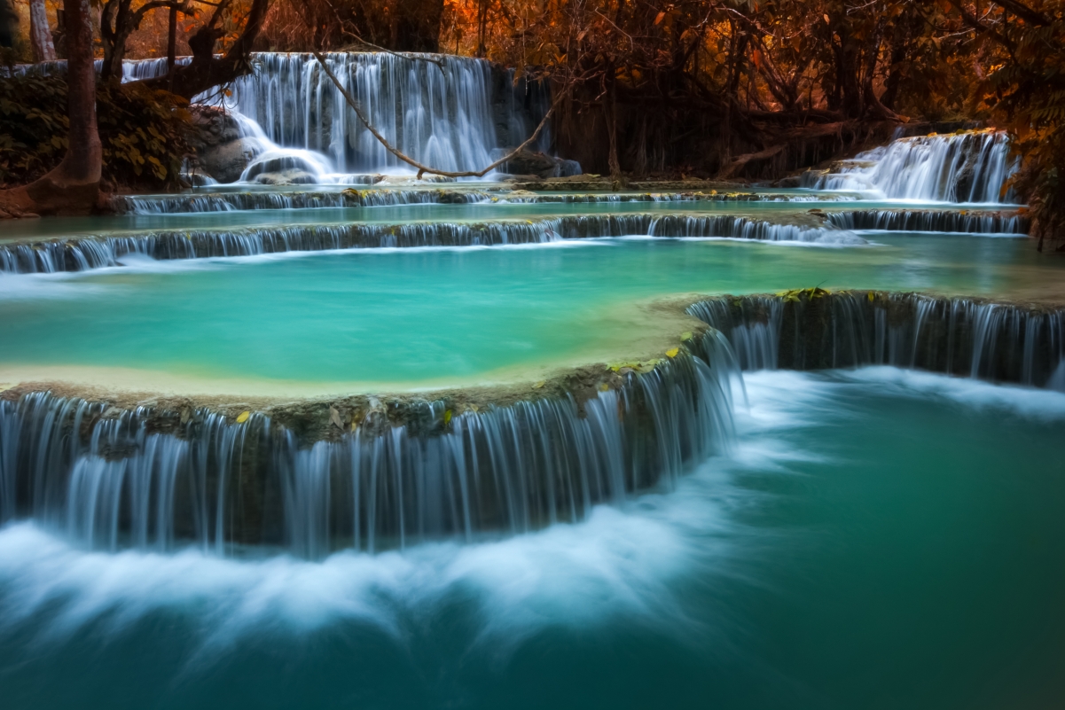 Forest waterfall scenery 4K landscape wallpaper