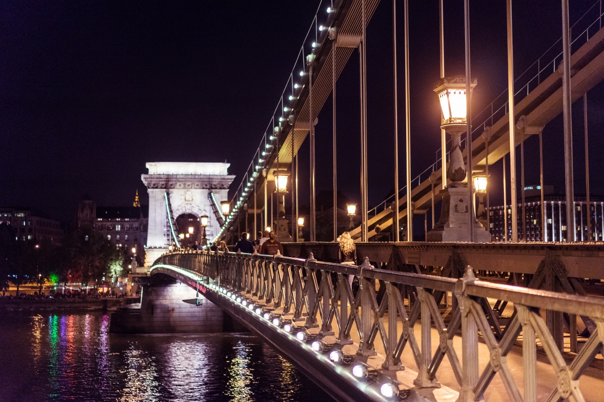 Szechenyi Chain Bridge Night View 4K Wallpaper