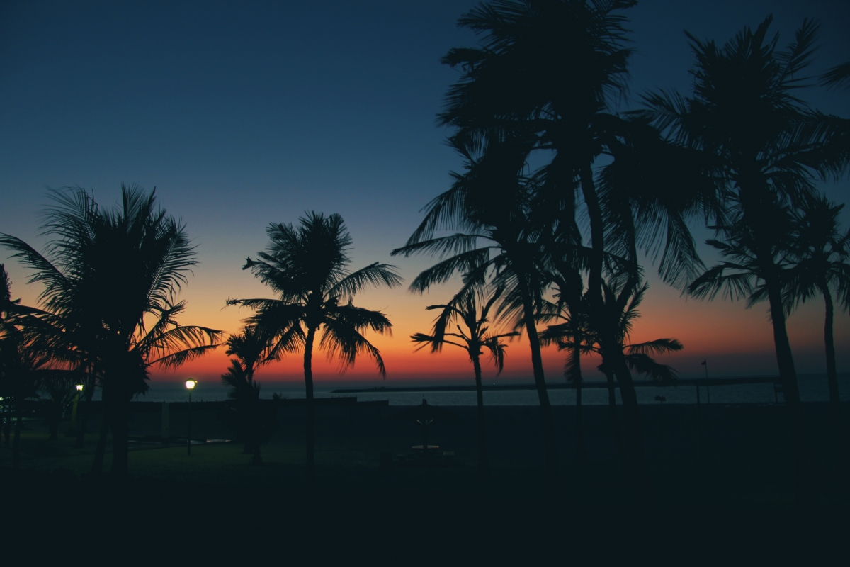 Sunset Dubai seaside landscape 4K wall