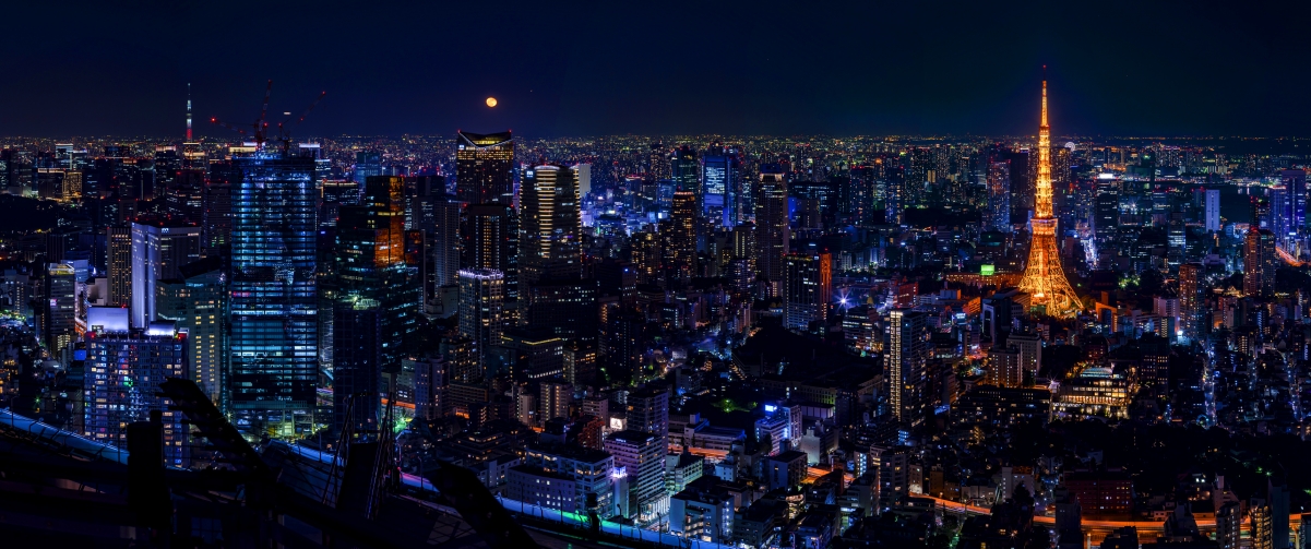 Tokyo city night view 3440x1