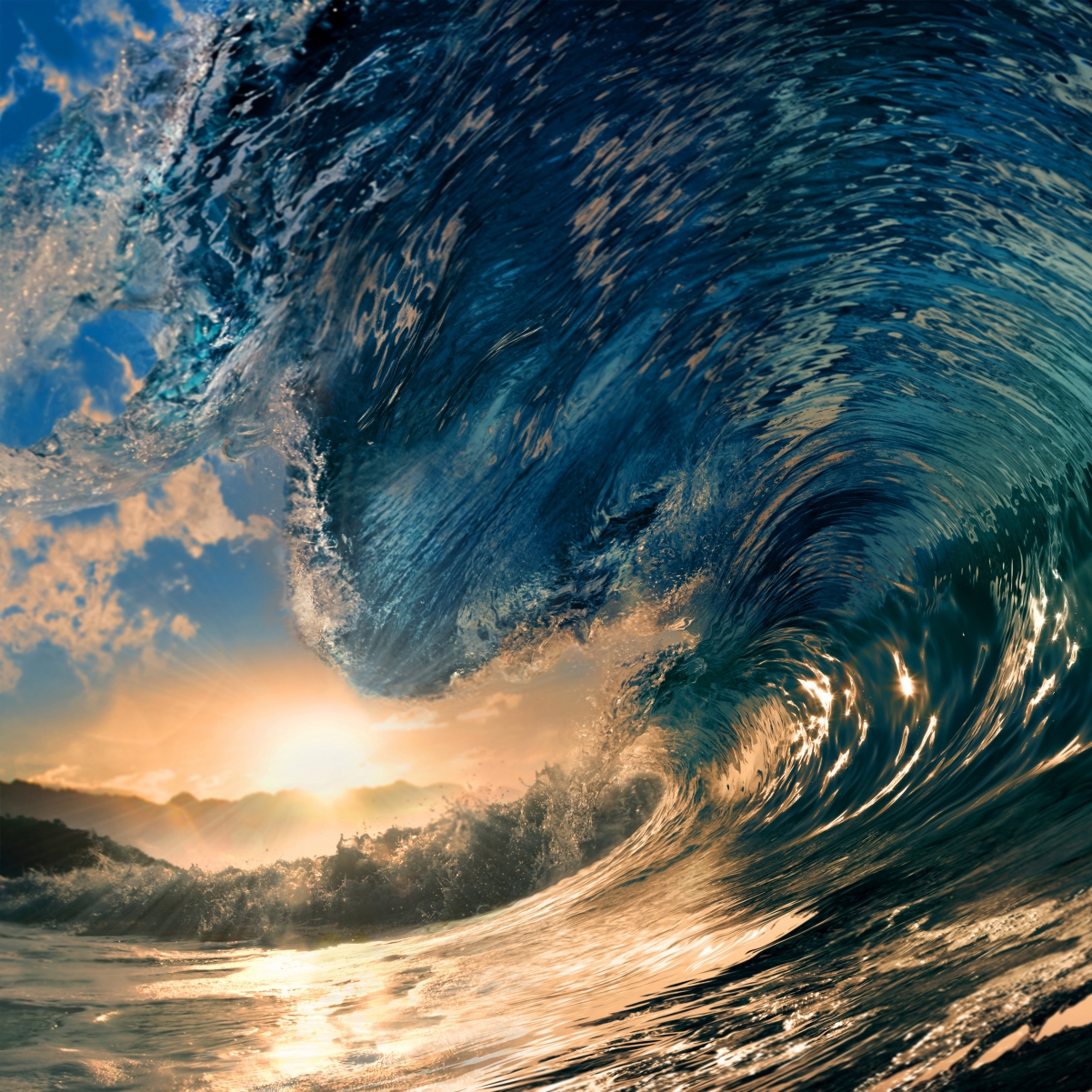 Tropical Paradise Ocean Waves 4K Illustration