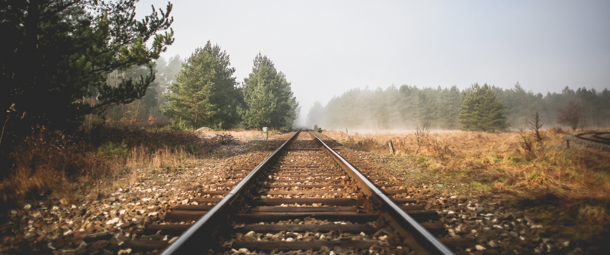 Autumn railway landscape 3440x1440 wall