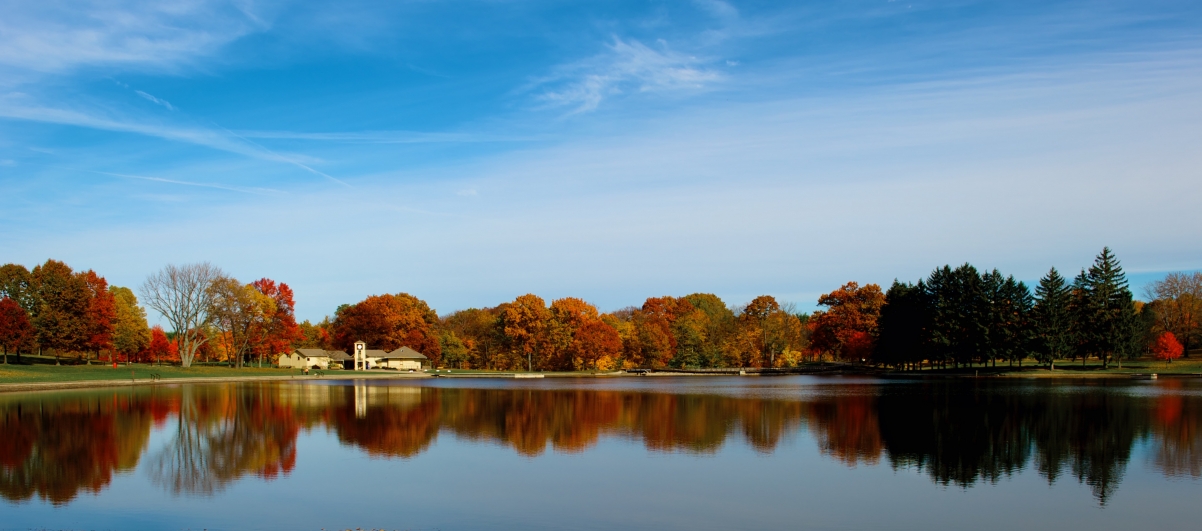 Autumn river countryside landscape 4k picture