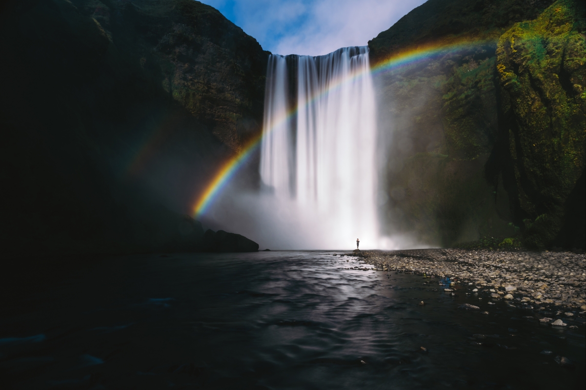 Waterfall Rainbow Landscape 4k Wallpaper