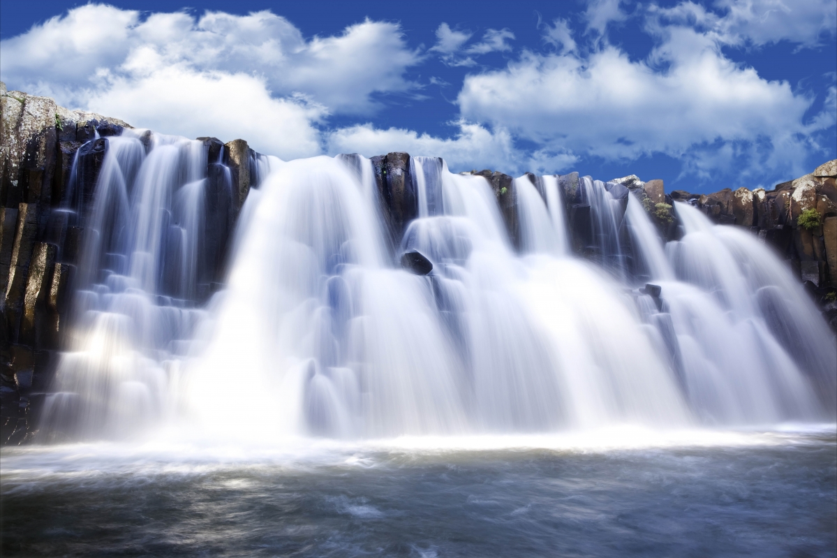 Waterfall Sky Cloud 8K Waterfall Scenery