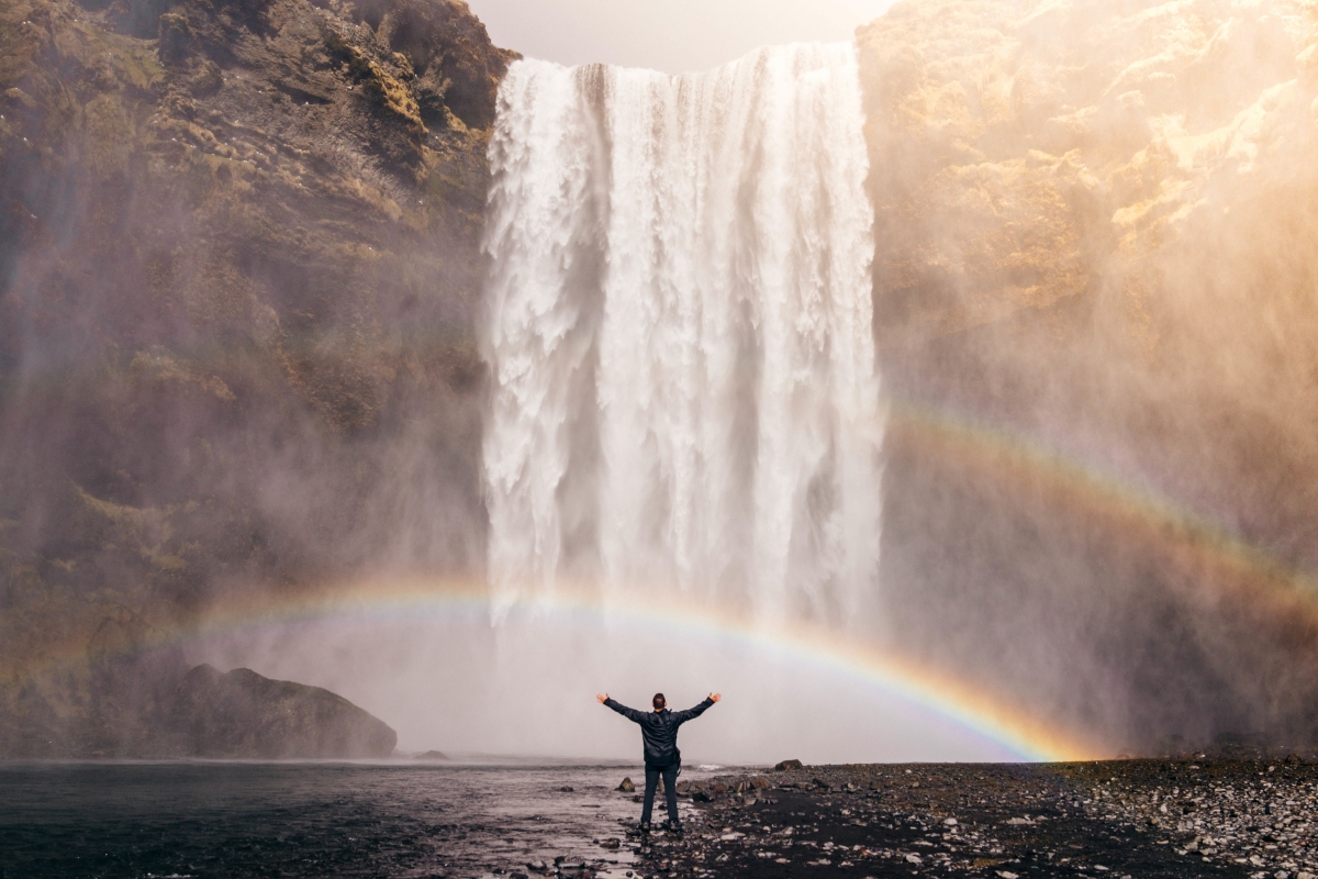 Waterfall Rainbow Iceland 5K Landscape Wall