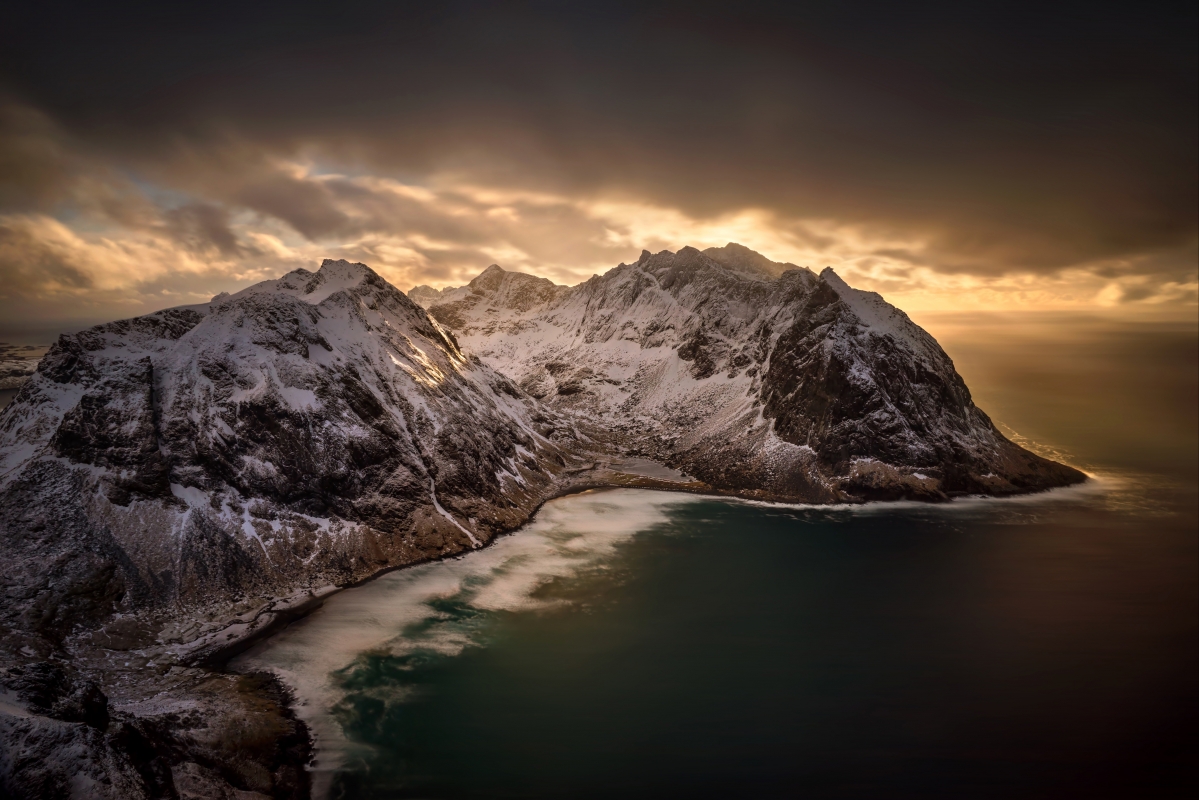 Norway, coast, panorama, winter, mountains
