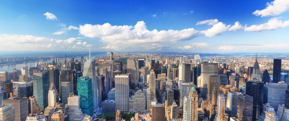 New York panorama, Manhattan, sky clouds