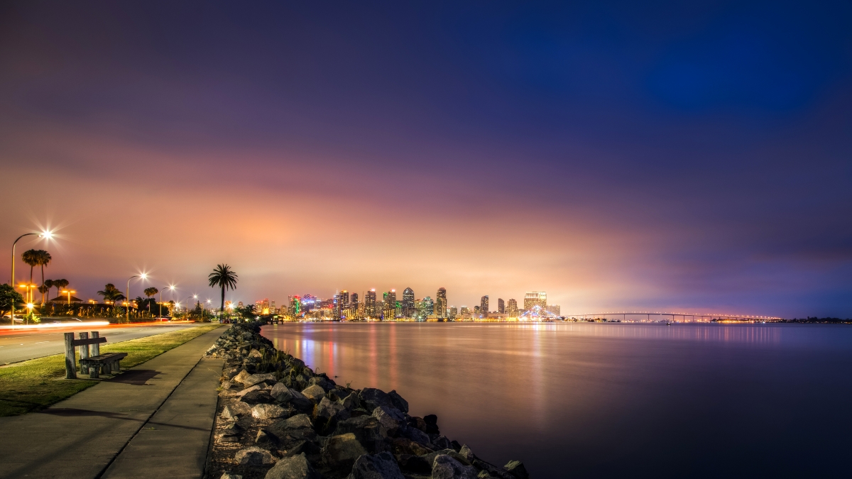 Skyscrapers, bridges, sidewalks, roads,