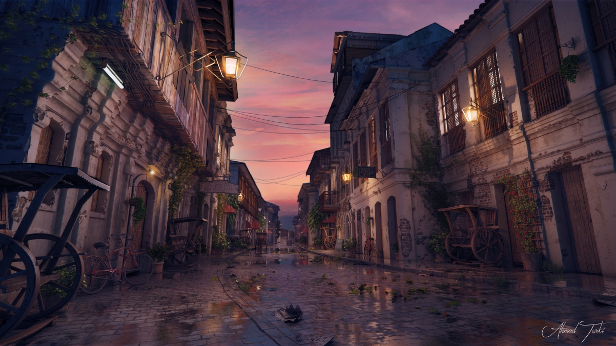 Beautiful street scenery 4k wallpaper