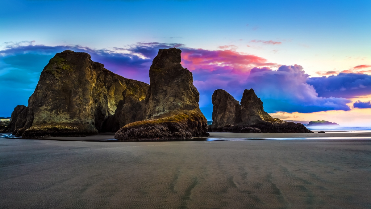 4K Scenic Wall of Oregon Beach, USA