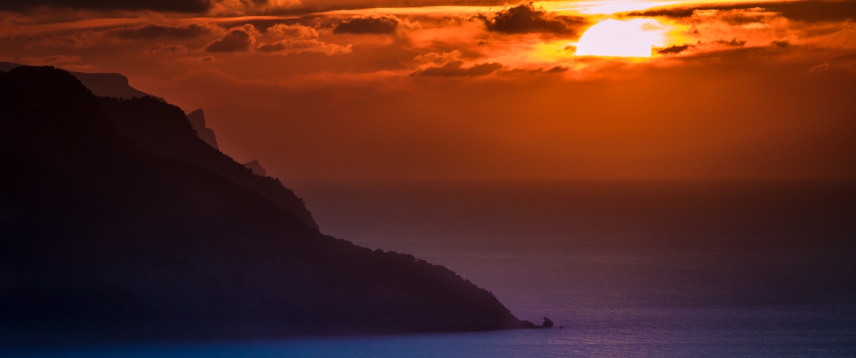Beautiful sunset scenery at Mallorca beach