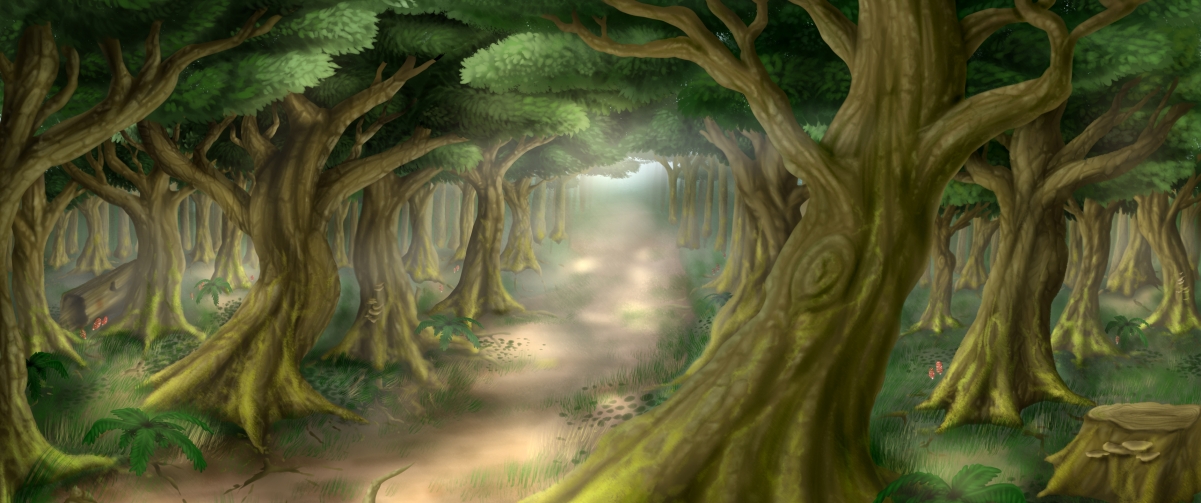 Green forest path illustration landscape 34