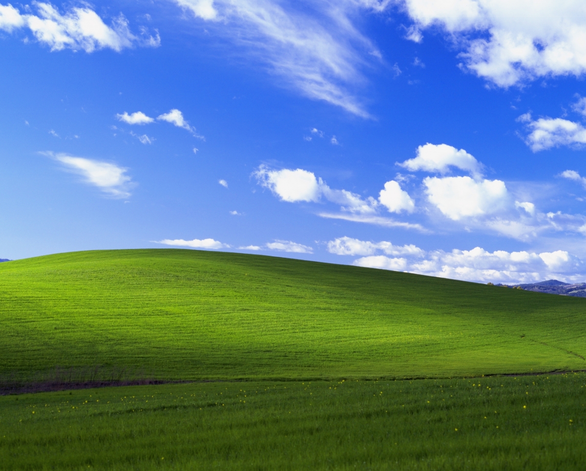 Blue sky and white clouds green grass landscape picture