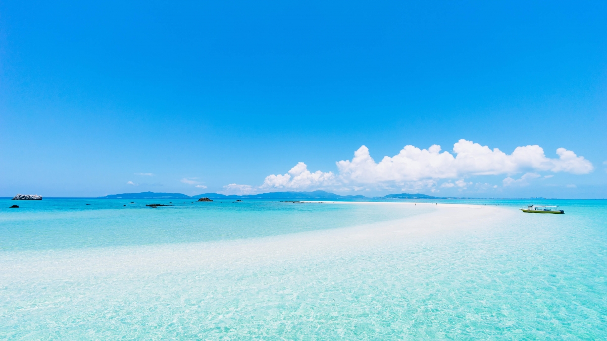 Blue sky white clouds ocean 4k wind