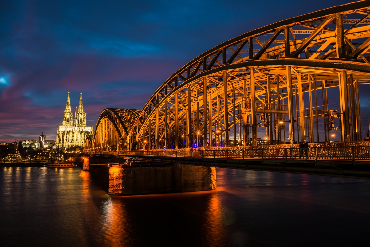 Cologne Rhine Bridge at night