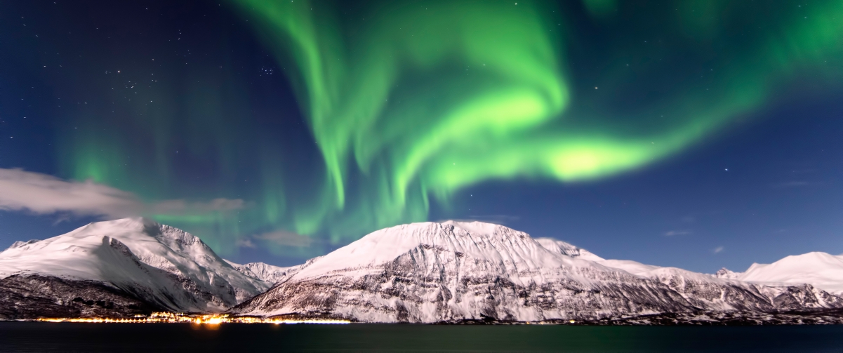 Aurora Starry Norway Landscape 3440x1