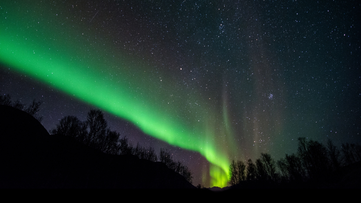 Aurora blue and purple sky photo