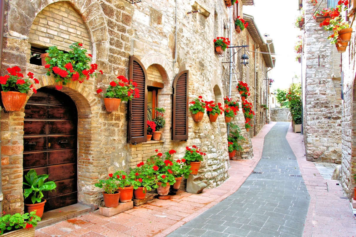 Flower house Italy street 4K