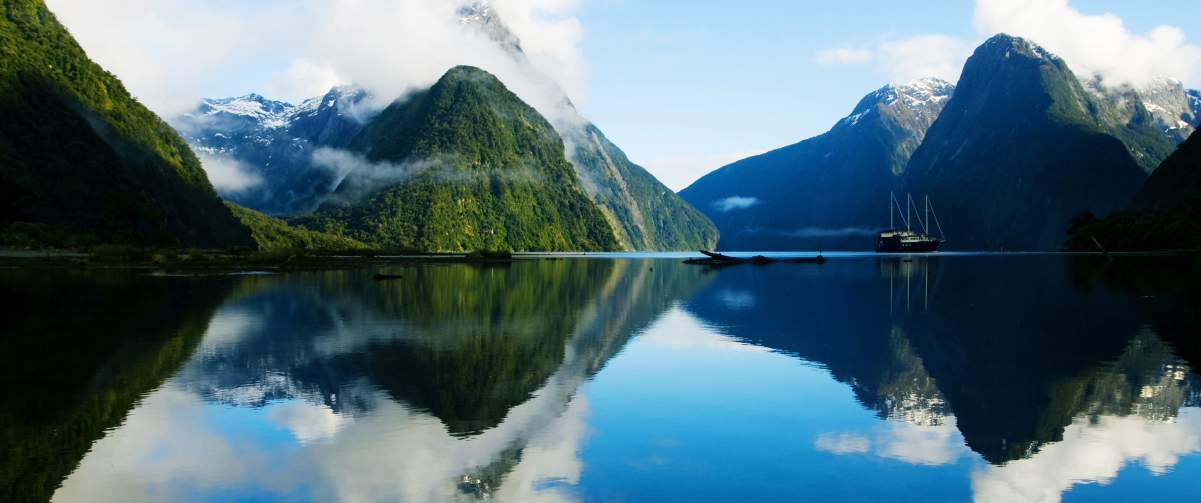 Lake and mountain scenery with reflection of landscape