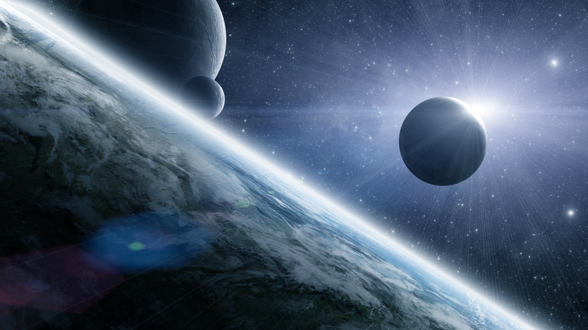 Planets Solar Eclipse Stars Moon 4K