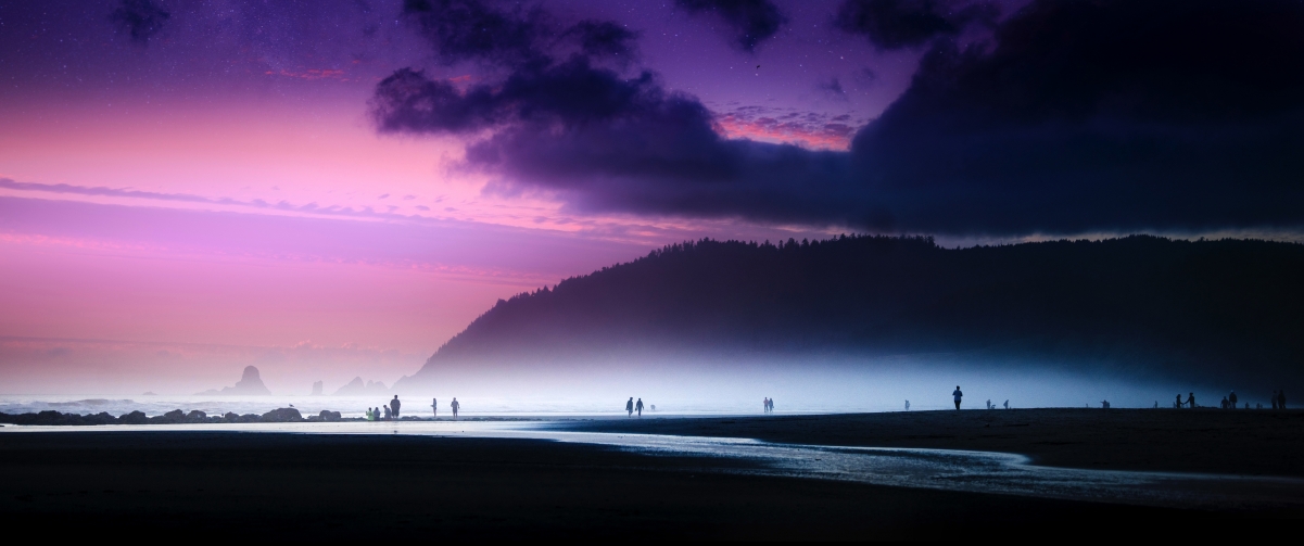 Starry sunset on the beach 3440