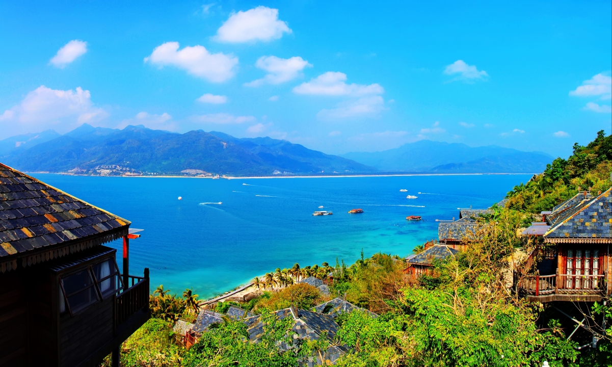 Aerial view of Lingshui seascape in Sanya, Hainan