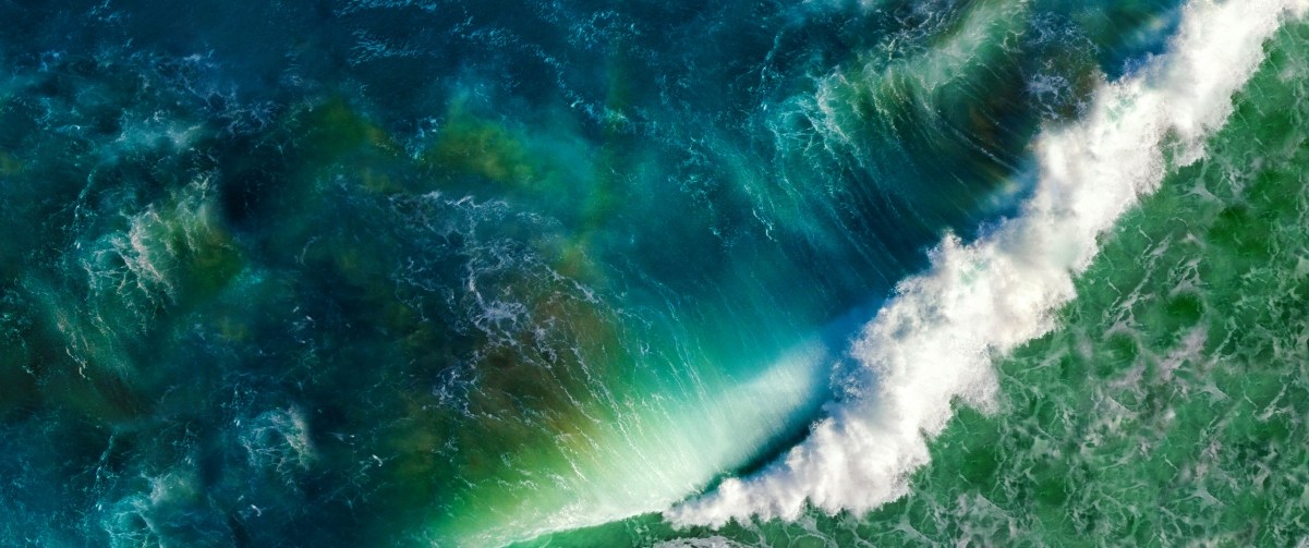 Ocean wave landscape 3440x1440 with fish screen